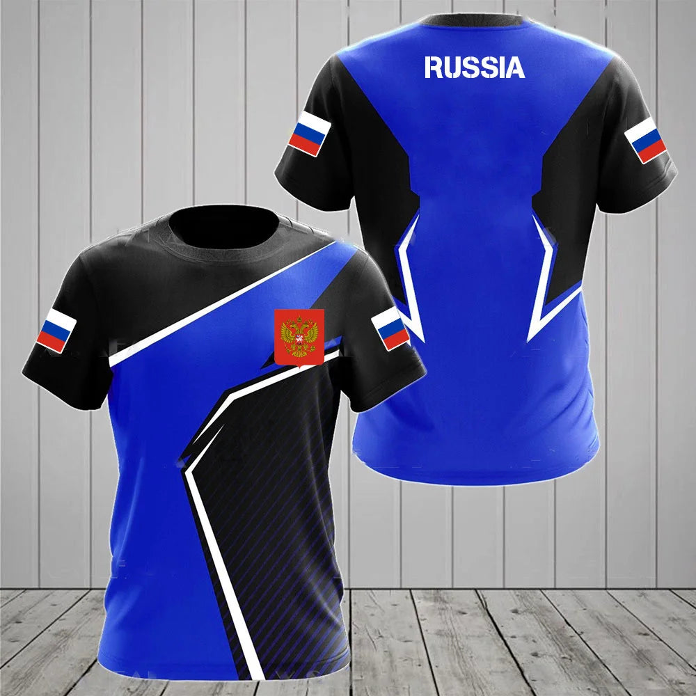 Russia Men's T-shirts Casual Fashion Summer New Russian Flag Short Sleeved Tops Tees Men's Clothing Oversized T-shirt Streetwear