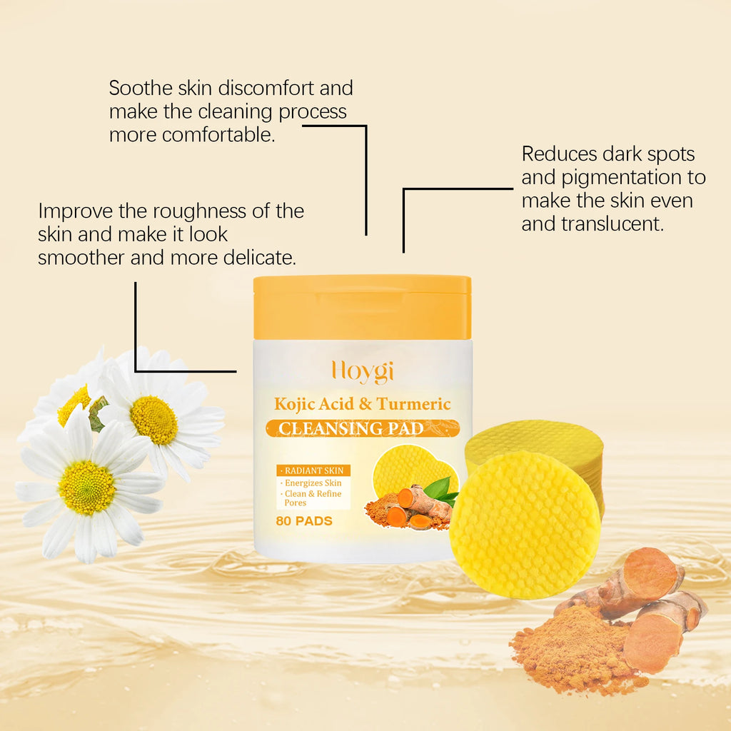 Turmeric Kojic Acid Cleansing Pad Gently Exfoliates Removal Deeply Cleanses Skin Whitens And Lightens Spots Maintains FacialCare