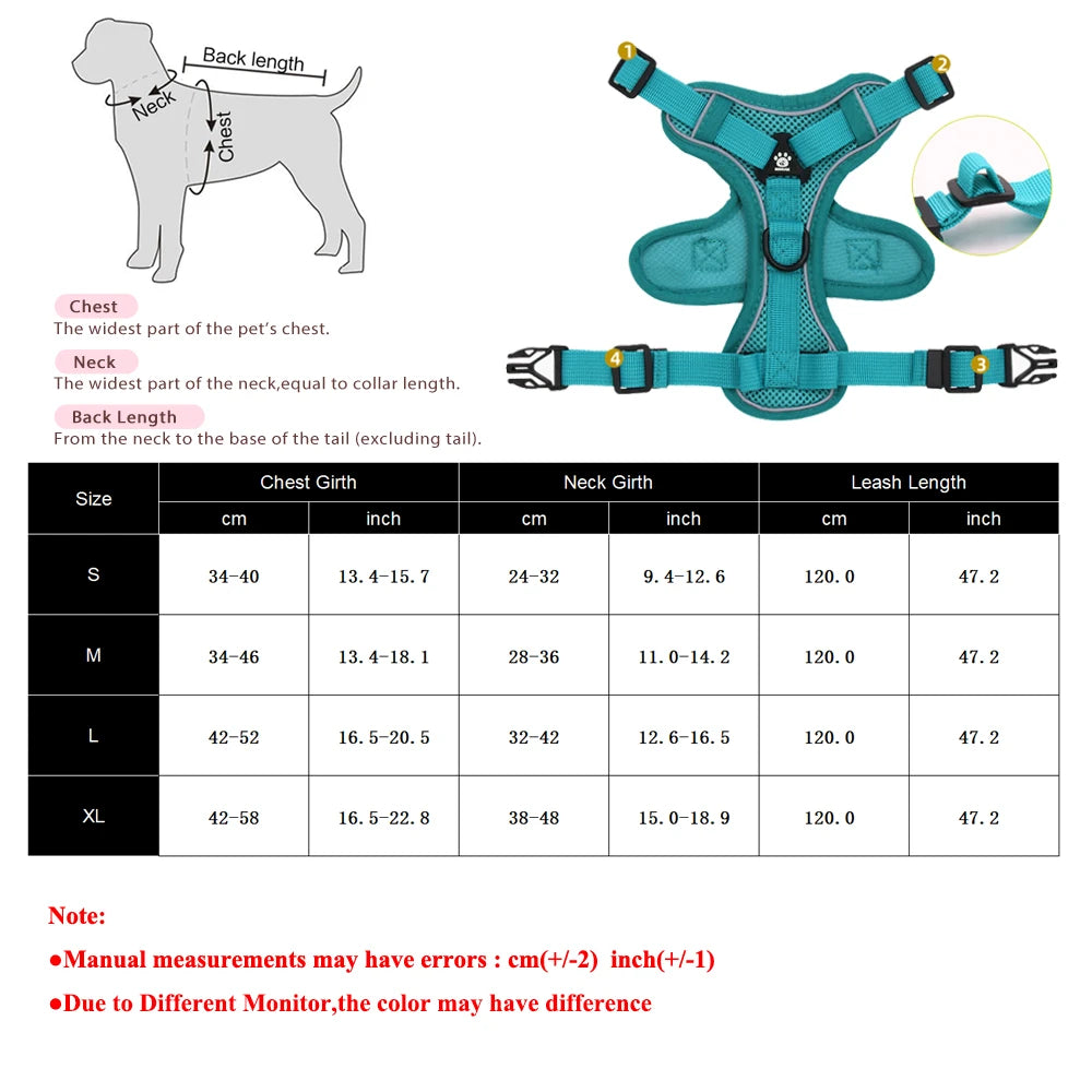 Pet Dog Leash For Small Medium Dogs Cats Hiking Reflective Puppy Adjustable Solid Harness Vest Set Chihuahua Bulldog Supplies