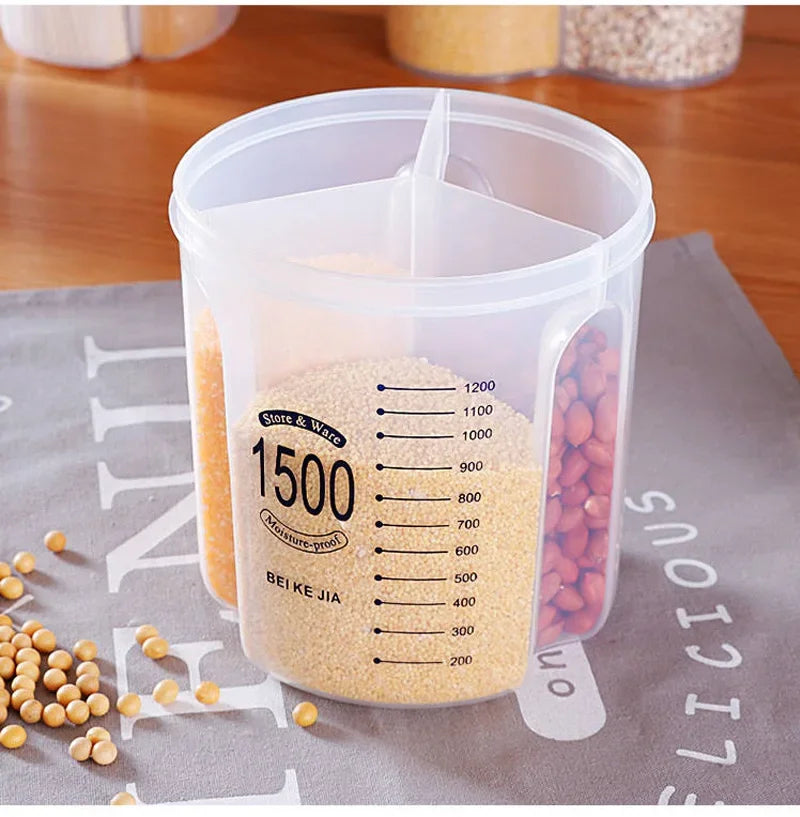 Grain Food Storage Tank and More: Kitchen Storage Box with Moisture-Proof Sealed Cans and Multi Grid Large Capacity Organizers