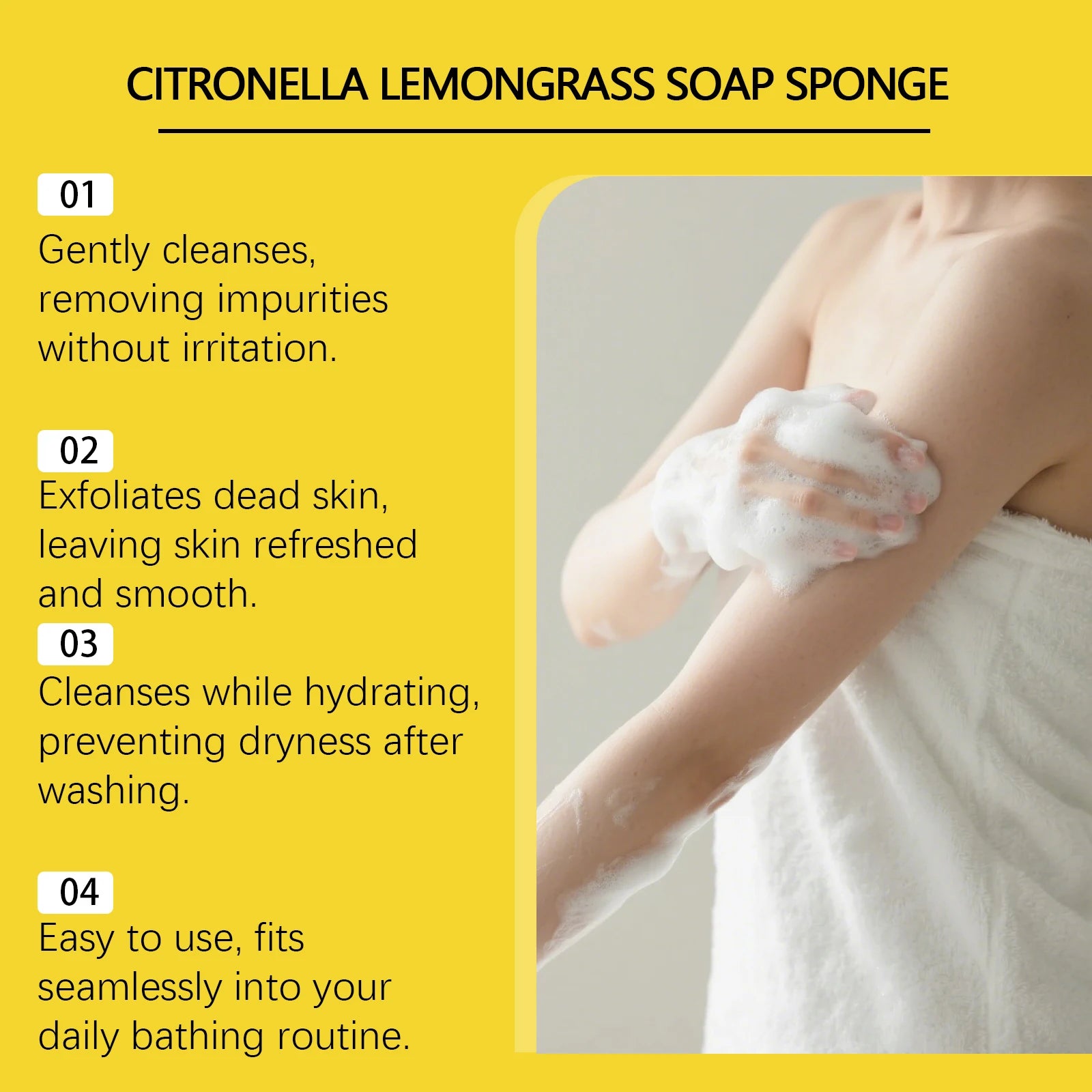 Citronella Lemongrass Soap Oil Control Refreshing Dead Skin Remover Moisturizing Skin Cleansing Products Exfoliating Bath Sponge