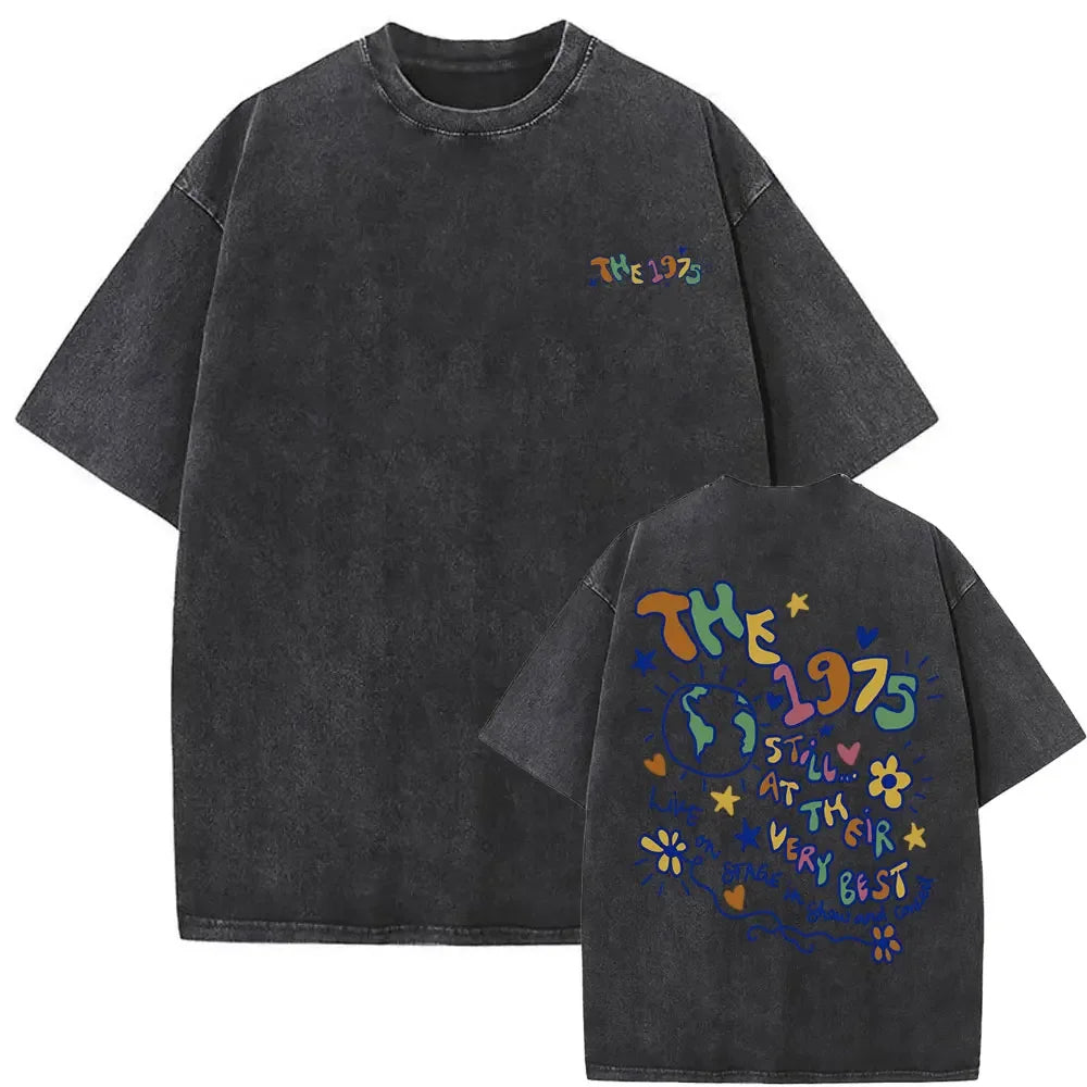 Washed Vintage The 1975 about You Print T-shirt Being Funny in A Foreign Language Album Tshirt Men Women Hip Hop Casual T Shirt