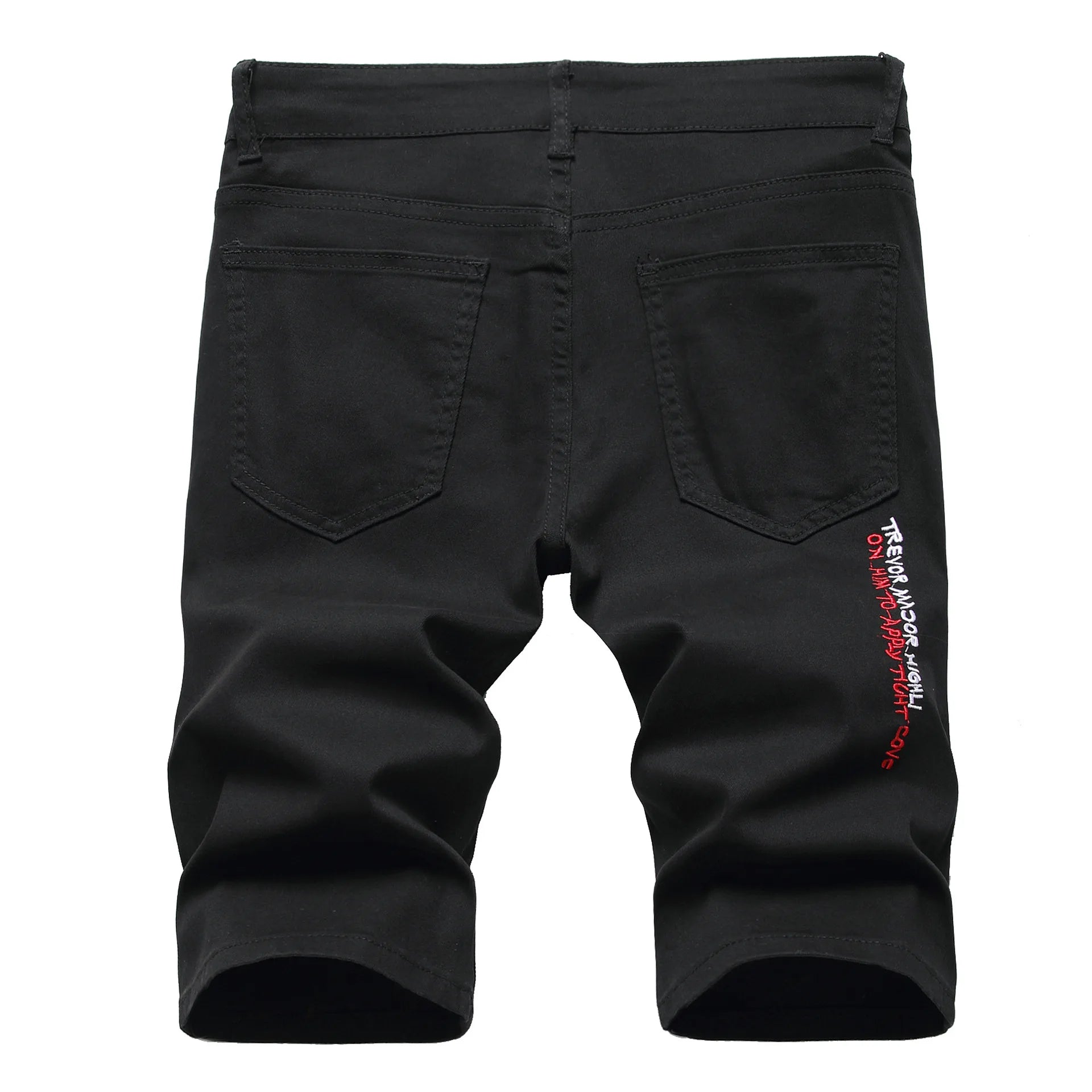 Men Summer White Ripped Denim Shorts Male Holes Short Jeans New Fashion Streetwear Stretch Jeans Shorts Pants Srtaight Fit Jeans