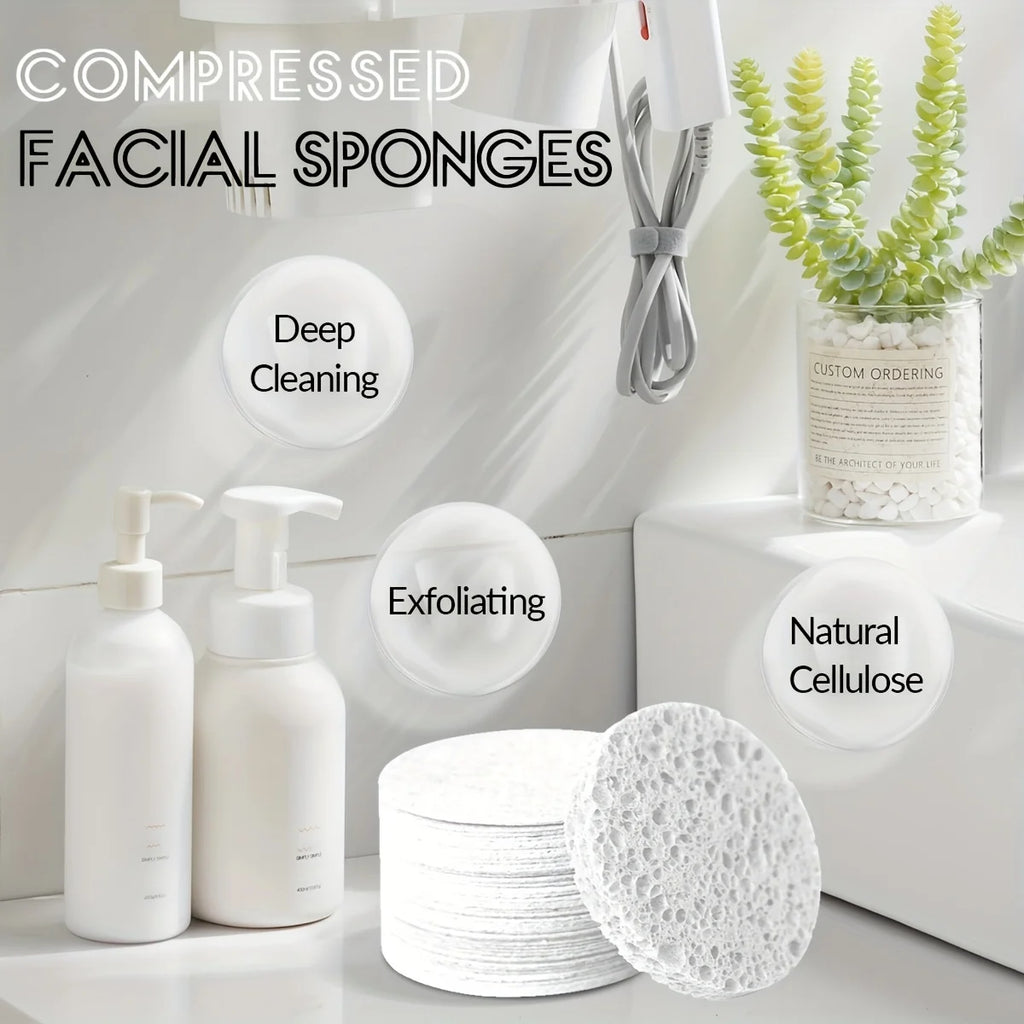 30 Natural Cosmetic Spa Sponges, Alcohol Free, Fragrance Free Facial Cleansing and Exfoliating Sheets, Beauty Sponges