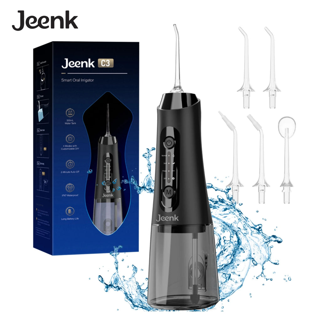 Water Dental Flosser IPX7 Waterproof Oral Picks Teeth Picks 5 Jets 4 Modes Portable Cordless JK-C3 Water Flosser Teeth Cleaner