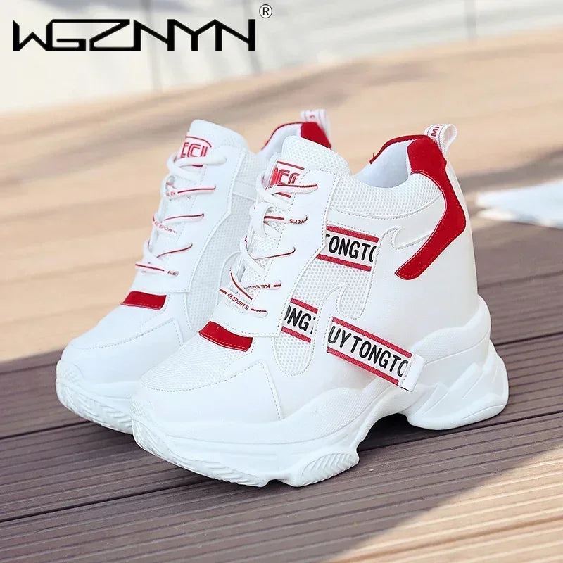 2025 NEW High Quality Chunky Platform Outdoor Sneakers Women Super High Heels Casual Shoes Woman Height Increasing Boot Mujer