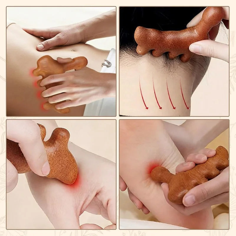 Wooden Gua Sha Tool for Face Body Foot Massage, Lymphatic Drainage, Trigger Point & Meridian Therapy, Self Care Gift