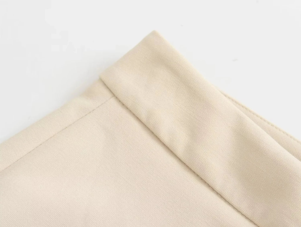 HH Pant Sets For Women Fashion Beige Single Breasted Strapless Slim Tank Top Vest High Waist Straight Pants Office Lady Suit