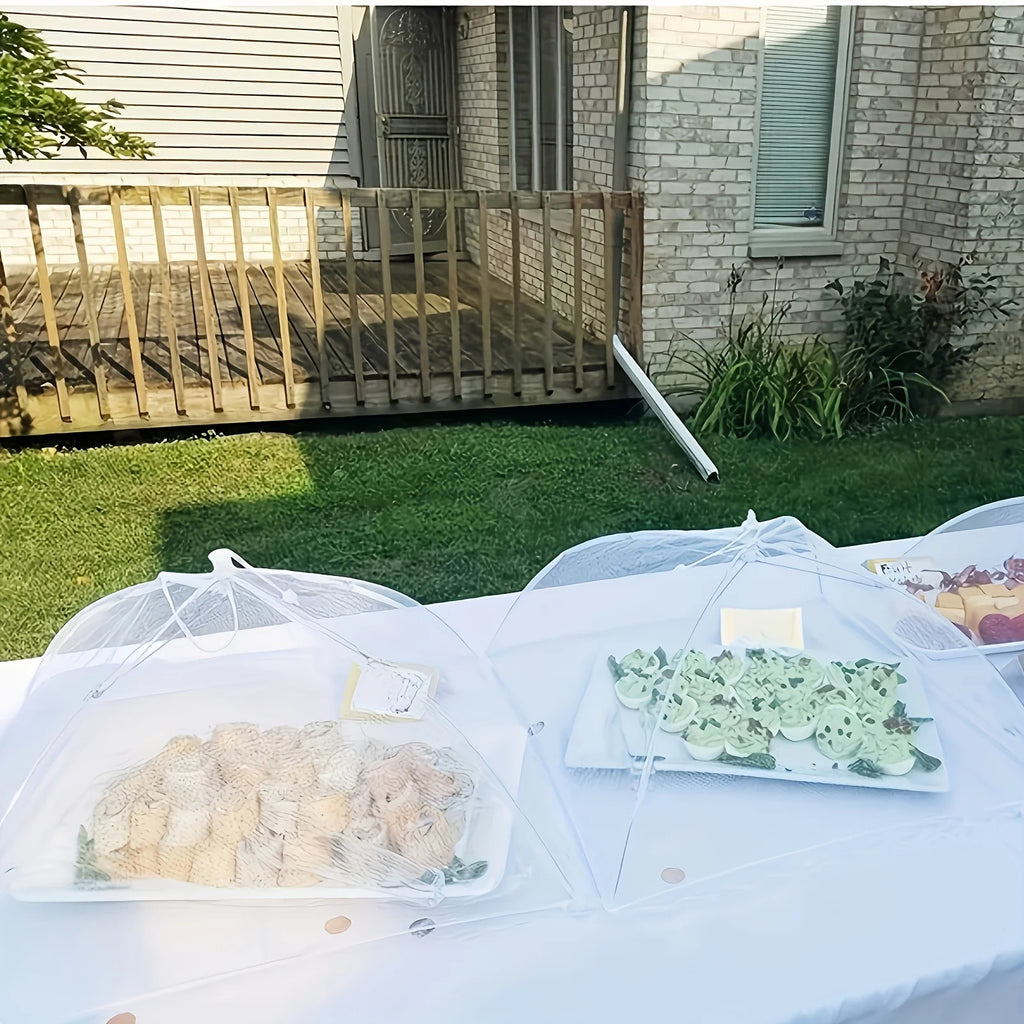 Large Pop-Up White Mesh Food Tent - Foldable and Washable Insect Protection Perfect for Outdoor Dining and Gatherings