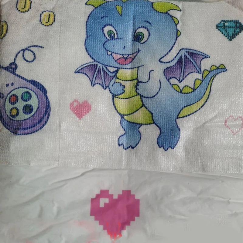Adult Baby Diaper ABDL Diapers Brief High Absorption DDLG Cute Cartoon Pattern Cotton Soft Thick Disposable Diaper For Men Women
