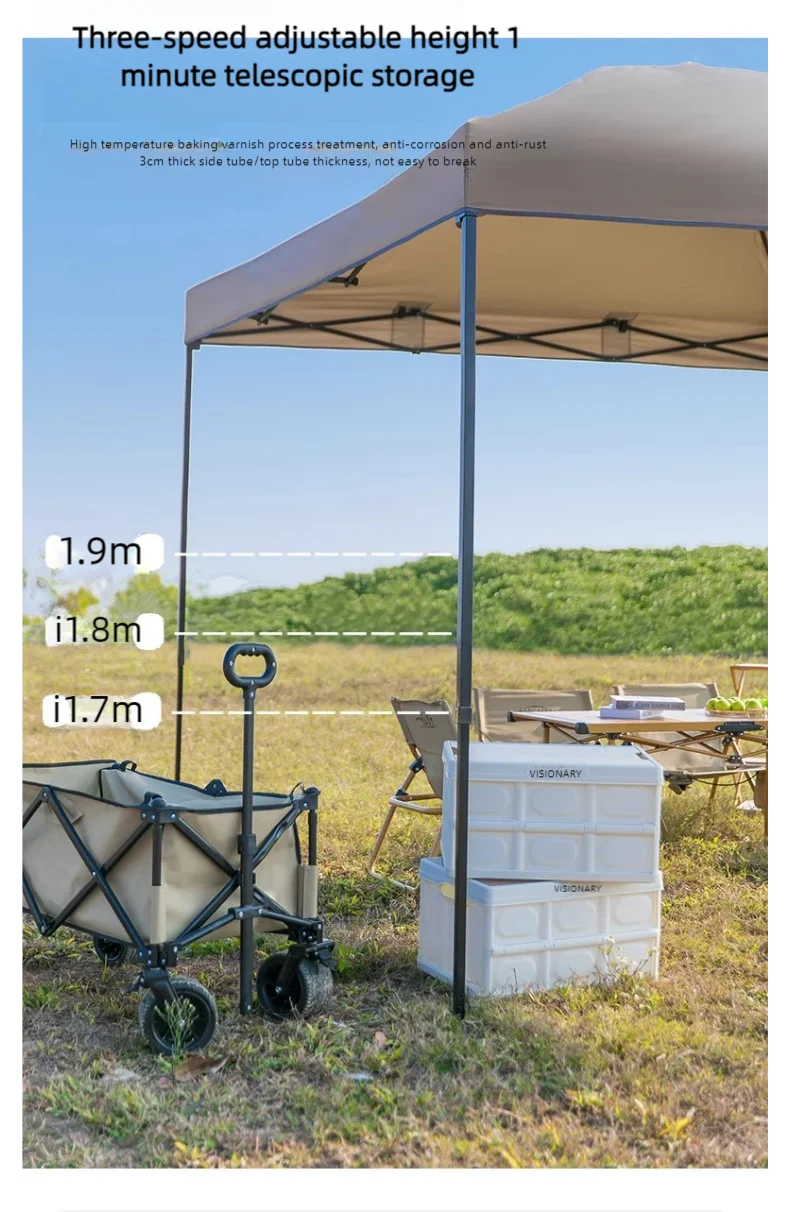 Outdoor pop-up canopy Gazebo Tent beach camping instant canopy 10x10 feet (khaki color) Convenient to carry withWith tugboat bag