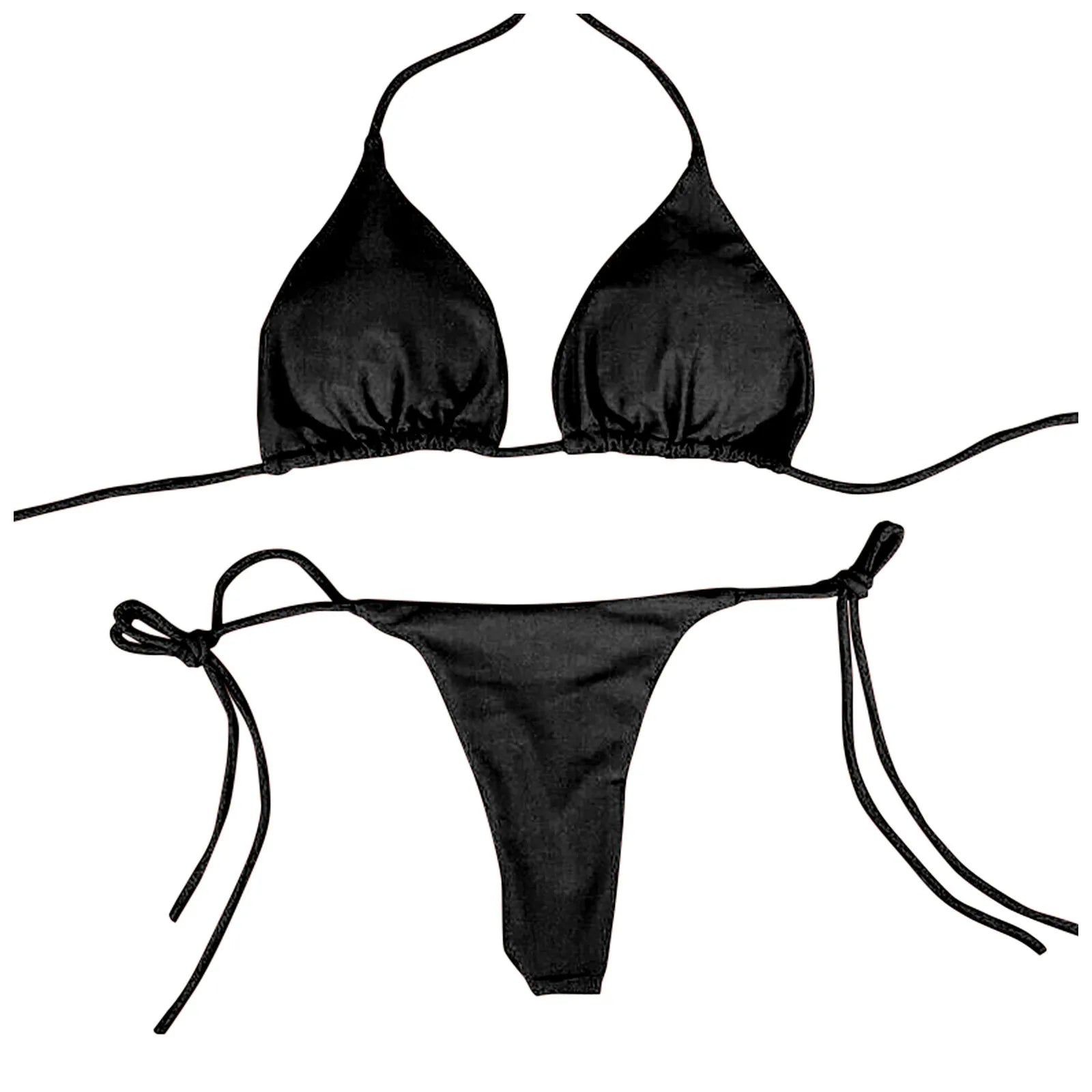 Sexy Women Bikini Lingerie Set Side Tie Swimsuit T--back Low Rise Thong Bandage Style Brazilian Swimwear Soft Solid Underwear