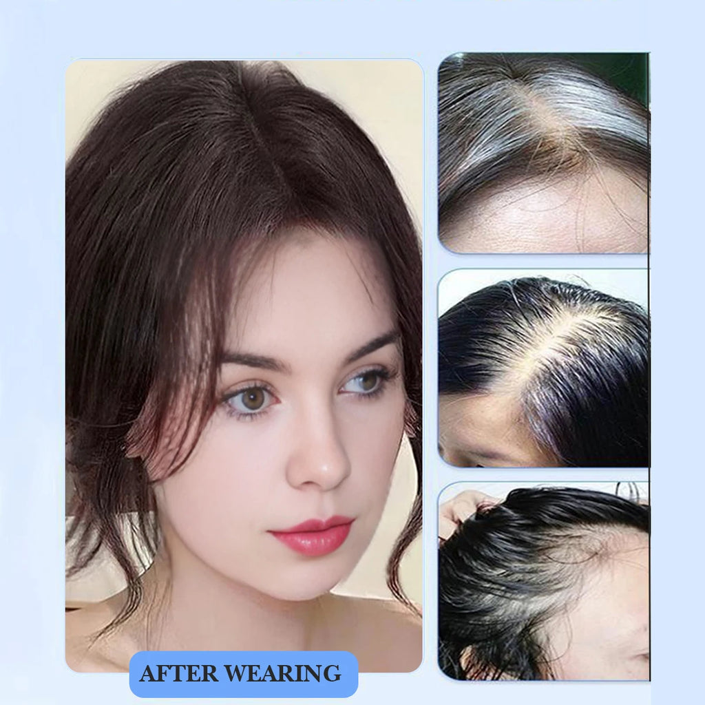 Synthetic Topper with Bangs S Curly 3D French banks Women's Hairpiece Clip In Extension For Hair Volume Non-Remy Machine