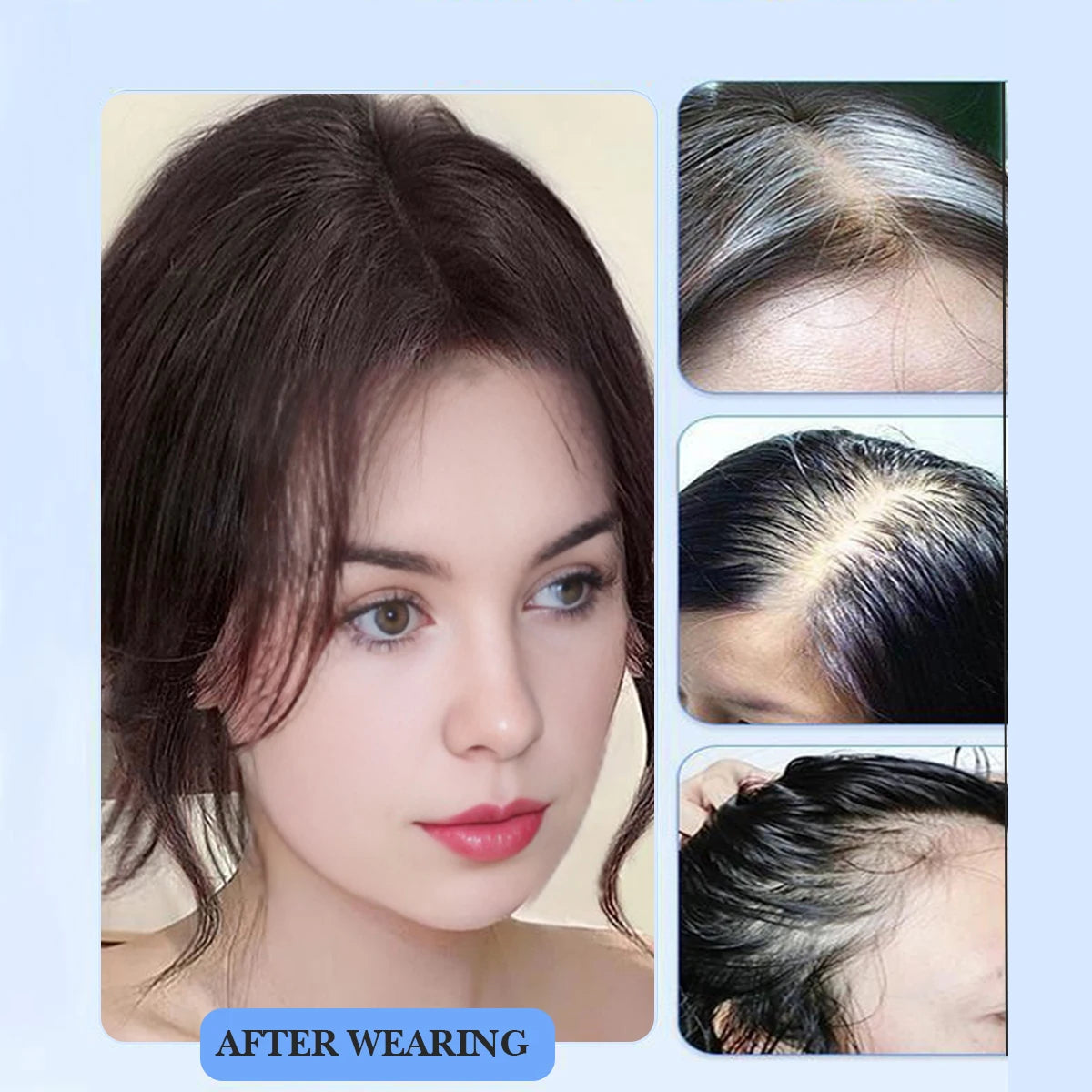 Synthetic Topper with Bangs S Curly 3D French banks Women's Hairpiece Clip In Extension For Hair Volume Non-Remy Machine
