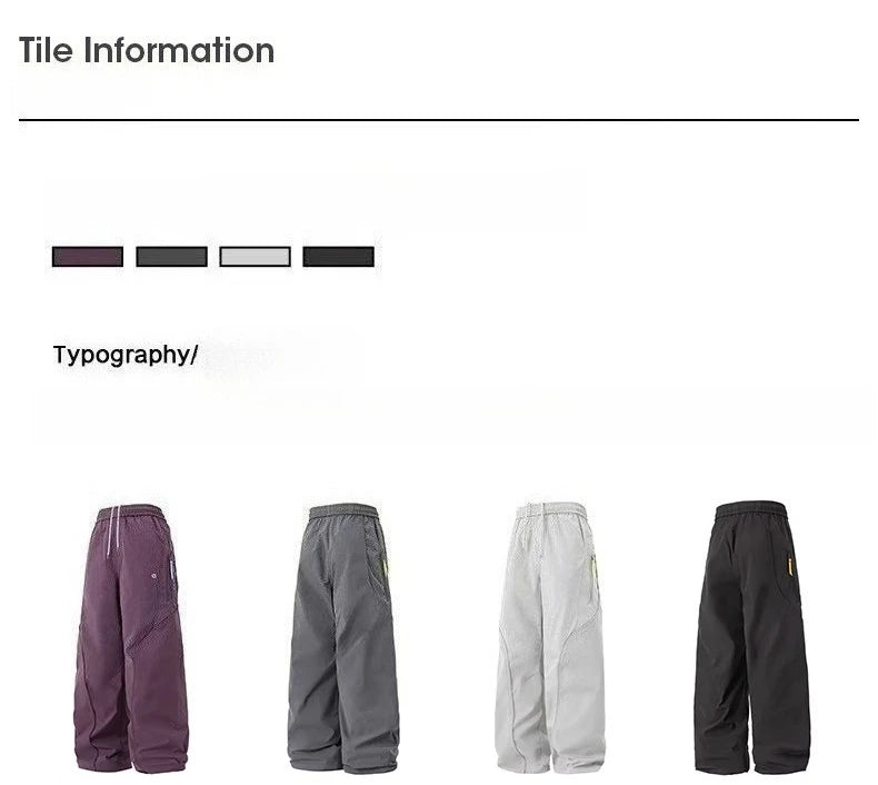 Streetwear Cargo Pants - Waterproof Windproof Fabric with Drawstring Elastic Waist｜Fall 2025 Loose Fit