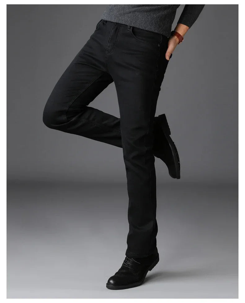 Spring Autumn Men Classic Fashion Brand Jeans Homme Man Soft Stretch Black Biker Masculino Denim Trousers Mens Pants Overalls