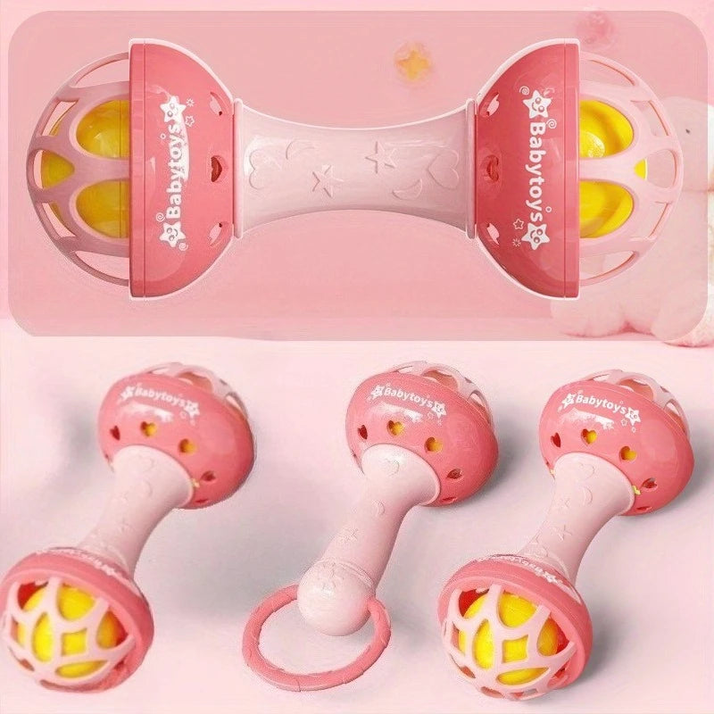 Pink Ringtone Handdrum Baby Toy - Durable ABS Material, with Rabbit & Heart Patterns, Perfect for Newborns & Toddlers