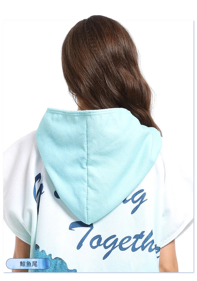 Microfiber Hooded Towel Men Women for Swimming Beach Travel Quick Dry Changing Robe Cape Bath Towel Bathrobe Surf Poncho