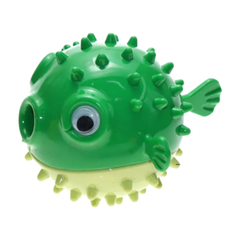 Bouncing Puffer Fish Dog Toy: Treat-Dispensing Chew-Resistant Ball for Dental Health - Fun for Corgi, Poodle, Golden Retriever