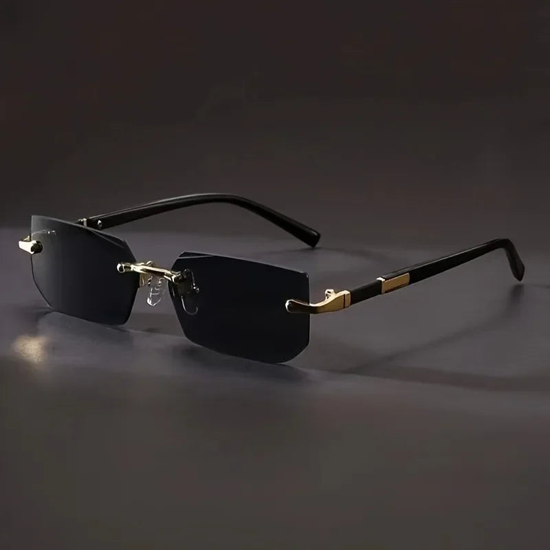 Fashionable Retro Square Unisex Frameless Sunglasses UV Protection Street Style Versatile Slimming Design for Men And Women