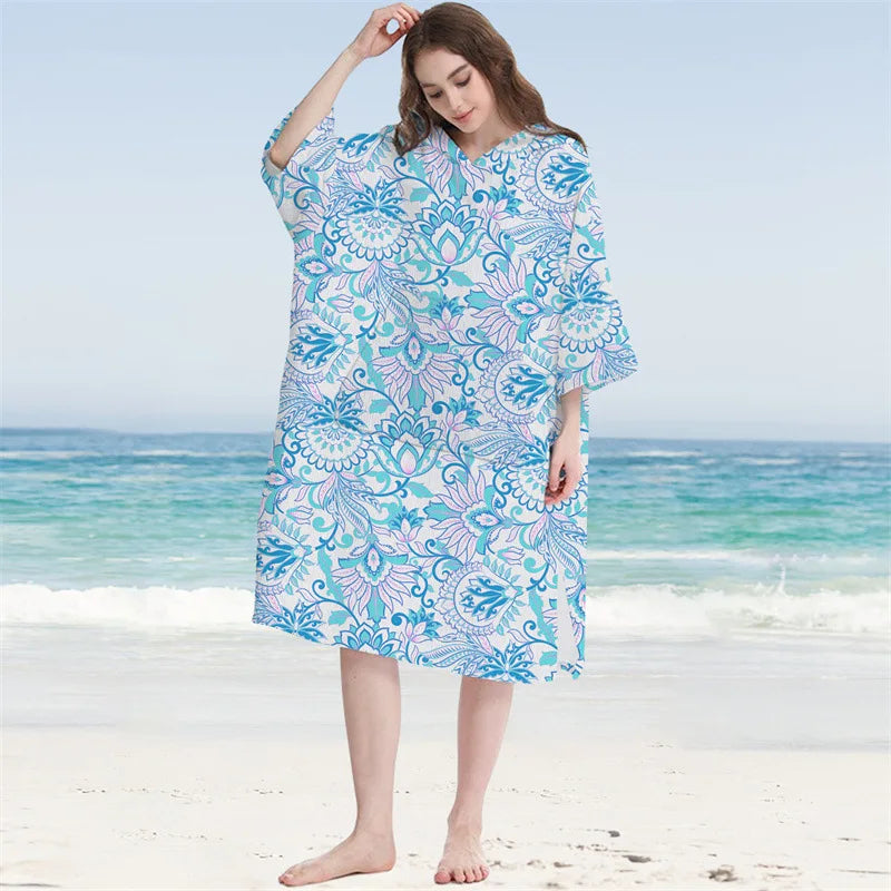 Microfiber Hooded Towel Men Women for Swimming Beach Travel Quick Dry Changing Robe Cape Bath Towel Bathrobe Surf Poncho