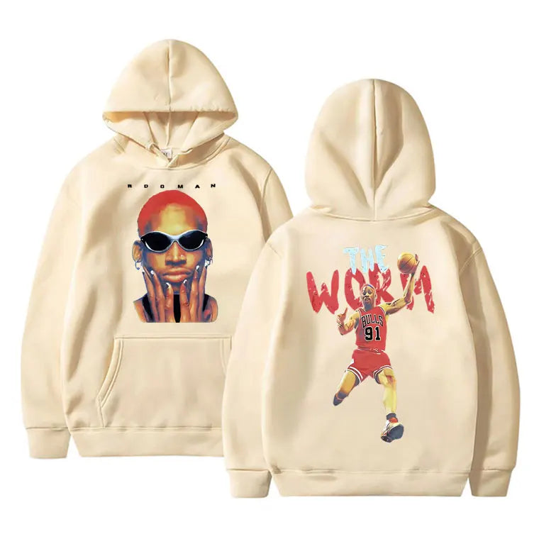 Vintage The Worm Dennis Rodman Graphics Hoodie Men Women Hip Hop Fashion Oversize Sweatshirt Harajuku Boys Basketball Streetwear