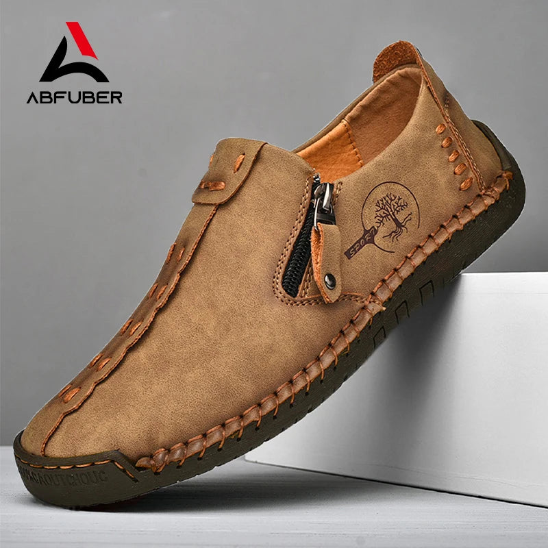 Handmade Leather Men Shoes Casual Slip On Loafers Breathable Leather Shoes Men Flats Hot Sale Moccasins Outdoor Shoes Plus Size