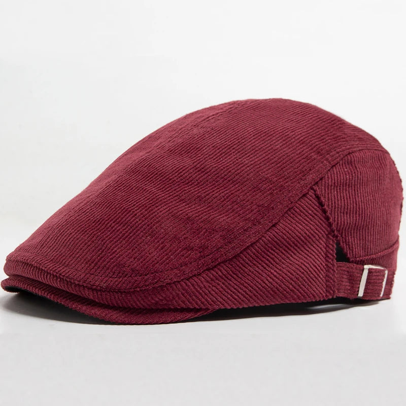 Men Fashion Corduroy Beret Spring Autumn Thick Warm Women's Flat Hat Vintage Casual Newsboy Cap Unisex Fashion Front Back Wear