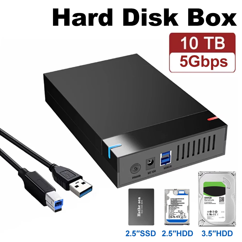 3.5/2.5 inch HDD Case SATA to USB 3.0 Hard Disk Adapter External Hard Drive Disk Enclosure For PC Laptop 5Gbps 10TB HDD Box Case