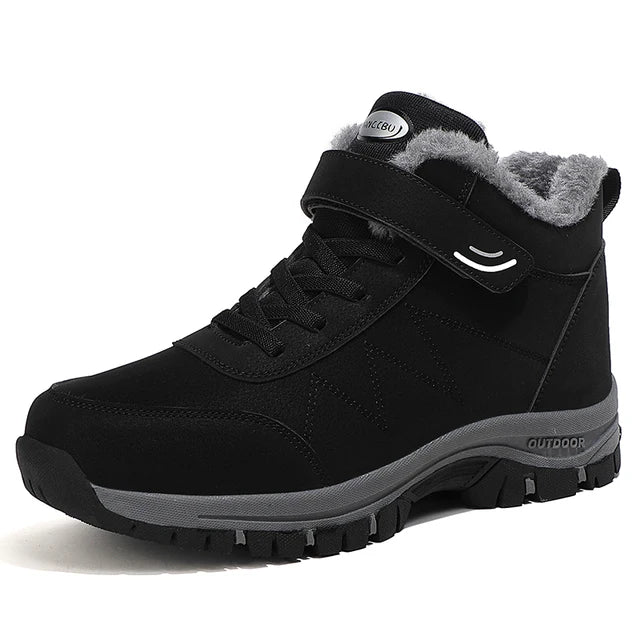 Leather Boots Men Women Shoes Waterproof Boot Man Plush Keep Warm Outdoor Ankle Boots Military Combat Boots Walk On Ice Sneakers