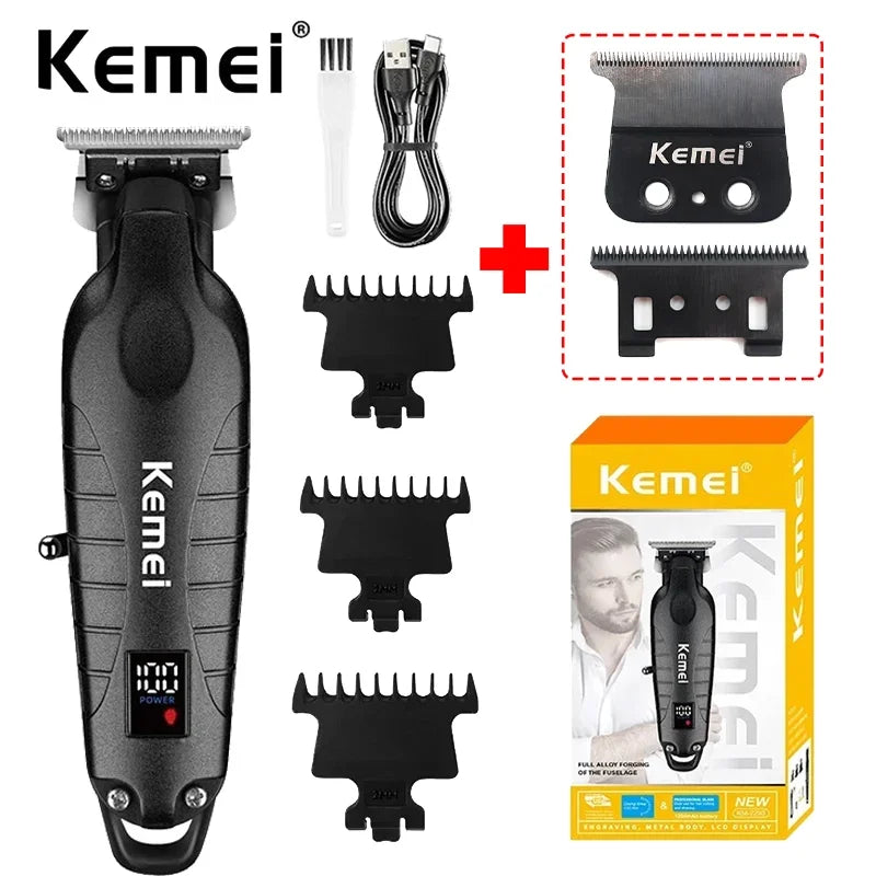 Kemei KM-2293 T95 Hair Clipper Professional Electric Rechargeable Barber Trimmer Cordless Trimmer Type-c Zero Gapped Cutting