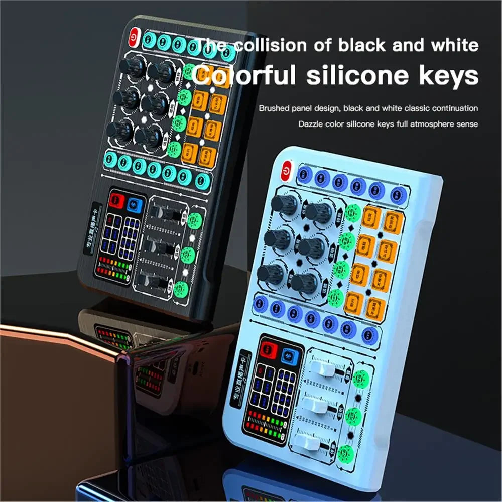 M6 Sound Card Audio Mixer for Live Broadcast Karaoke Live Broadcast Equipment for Game Singing Voice Podcast Live Streaming