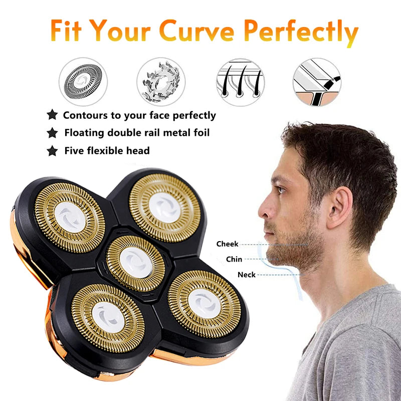 Replaceable 3D 4D 5D Floating Electric Shaver Head Spare Nose Trimmer Hair Clipper Head Facial Cleaning Brush And Massage Head