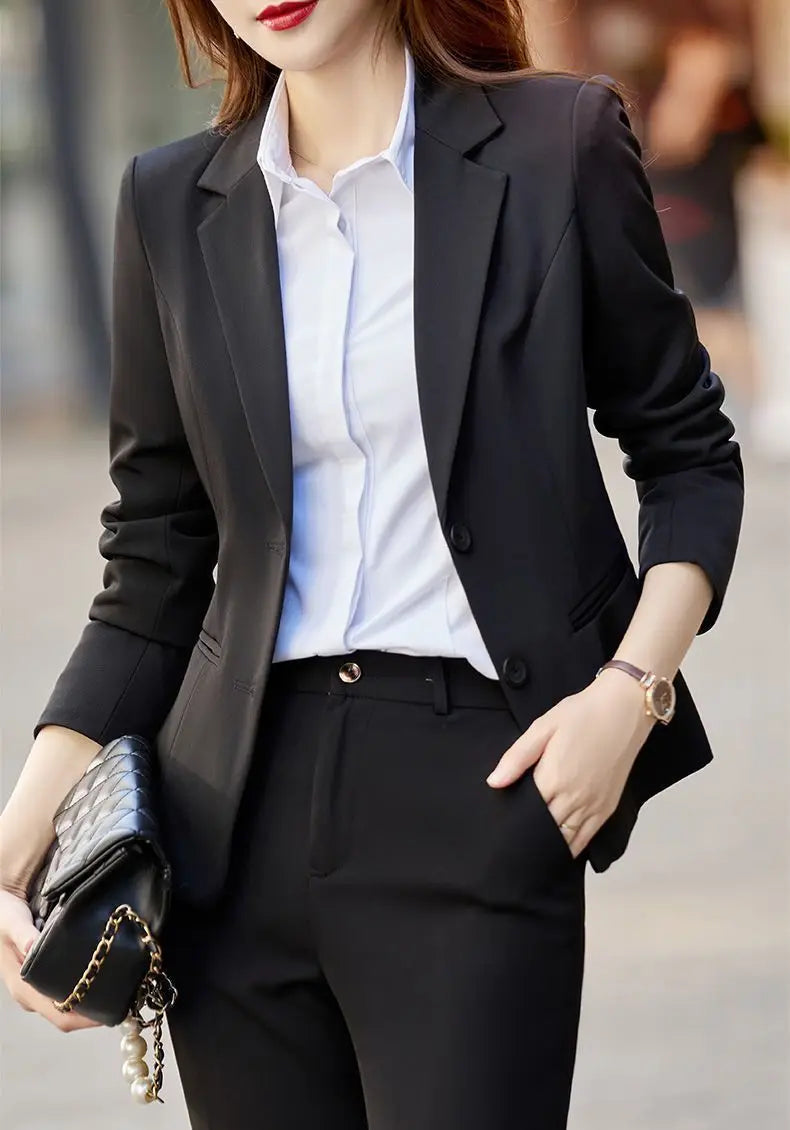 Two Pieces Sets Pants for Woman Shirt Outfits Blouse and Trousers Suits Office Women's 2 Pant Set Wear To Work Black Blazer Xxl