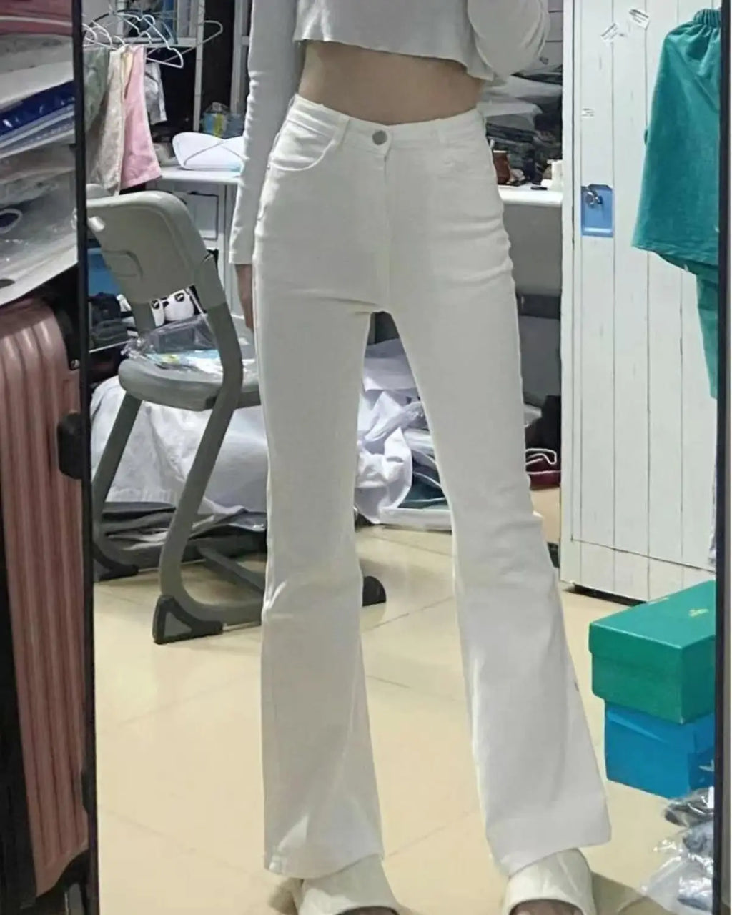 Autumn Spring Slim Skinny Jeans Women Denim Pants Vintage White Tight Trousers Fashion Female Elastic Jeans Casual Flare Pants