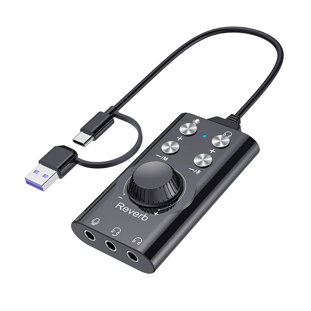 USB 7.1 External Sound Card USB to 3.5mm Audio Adapter USB to Earphone Microphone for Computer Laptop PS4 Sound Card