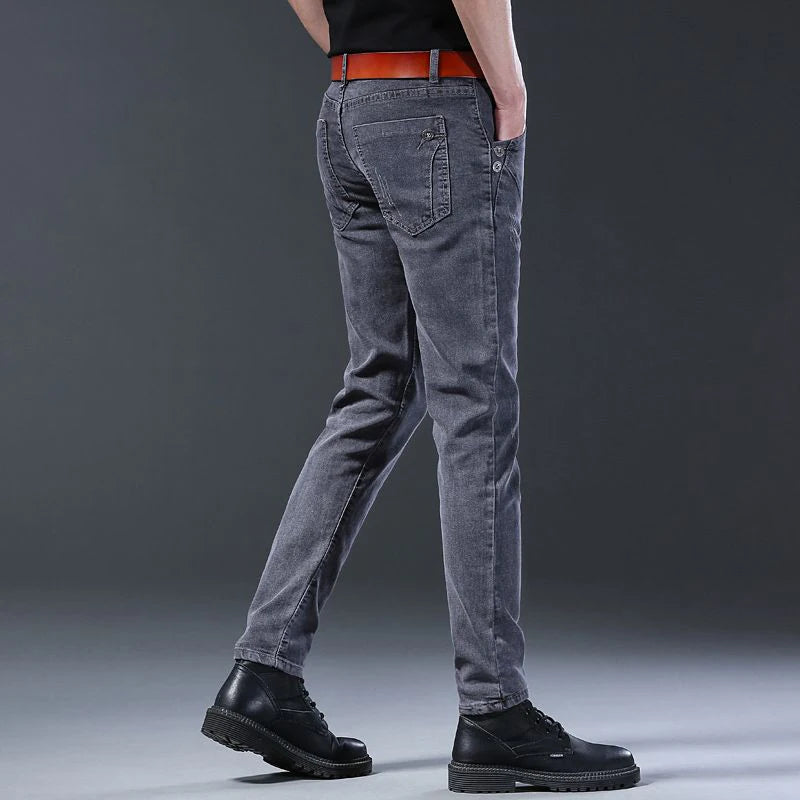 2025 New Men Fashion Comfortable slim fit Jeans Male Loose Straight Smart Casual Denim Pants Elasticity look taller Trousers