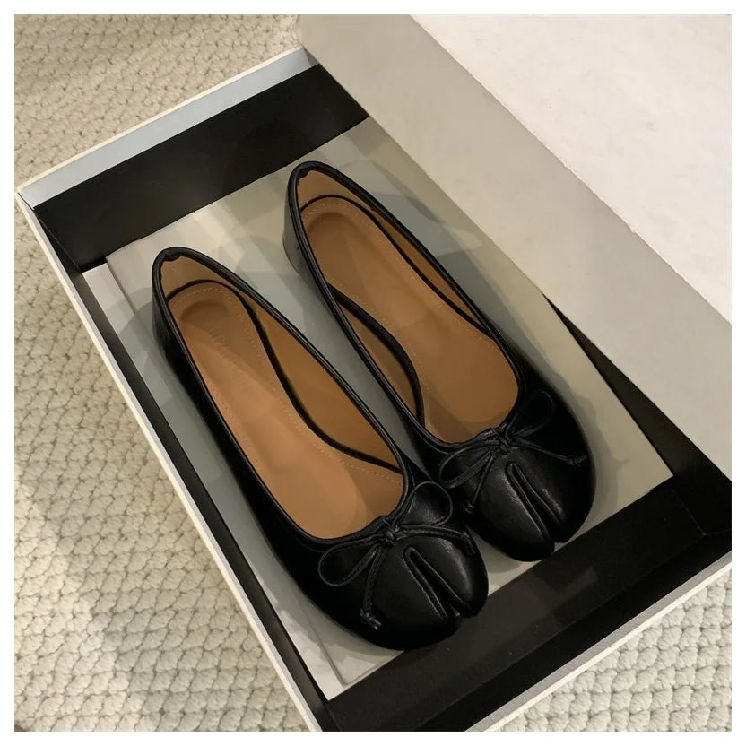 New Brand Women Flats Soft Ballet Shoes Slip On Loafers Soft Moccasins Tabi Ninja Casual Shoes Mujer Ladies Shoes Bow Knot Mujer