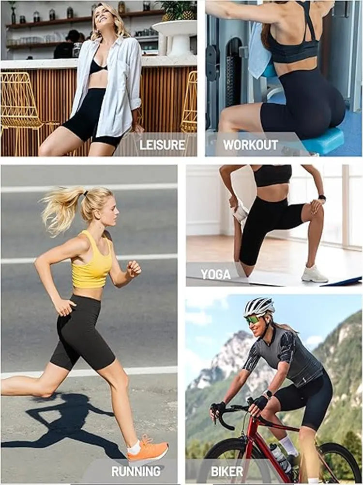Women's High Waist Biker Shorts Knee Length Tummy Control Ultra Comfort Active Trousers Yoga And Daily Wear Plus Size Leggings