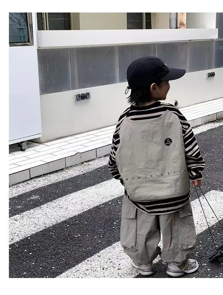 Boys Sets Sweatshirt Pants Two-piece Suits Children's Clothes Spring Autum Korean Fashion Round Neck Pullover Cargo Pants Suits