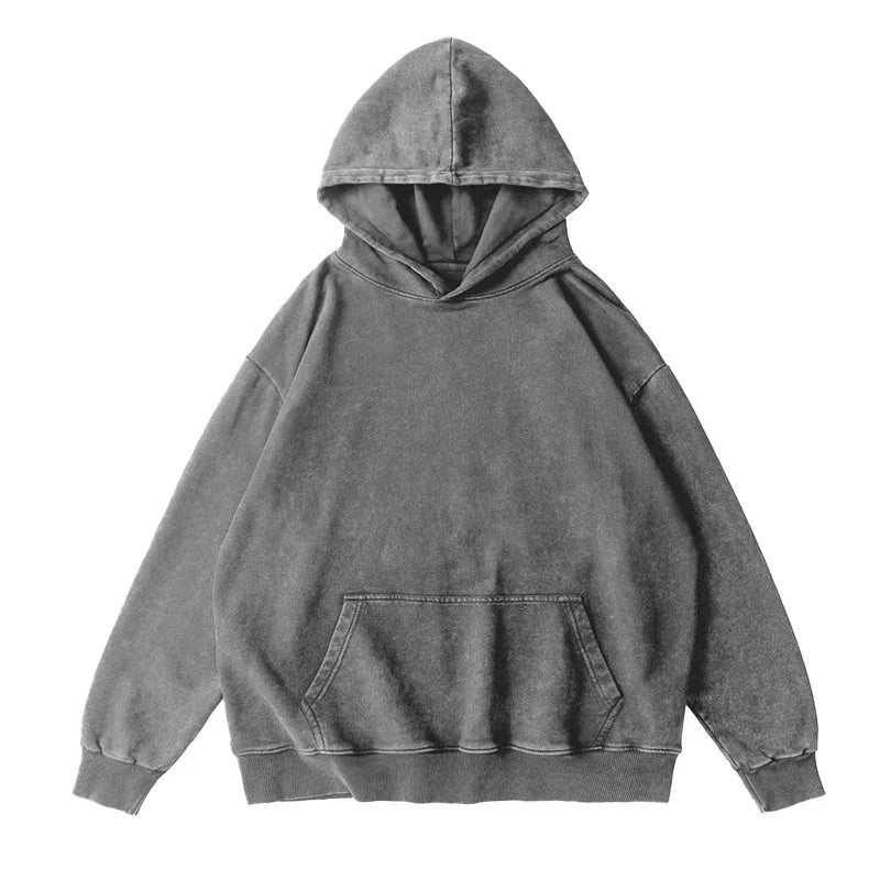 Couple Hoodies Washed Vintage Long Sleeve Autumn Winter Sweatshirts Loose Oversized Streetwear Pullovers Cotton Tops