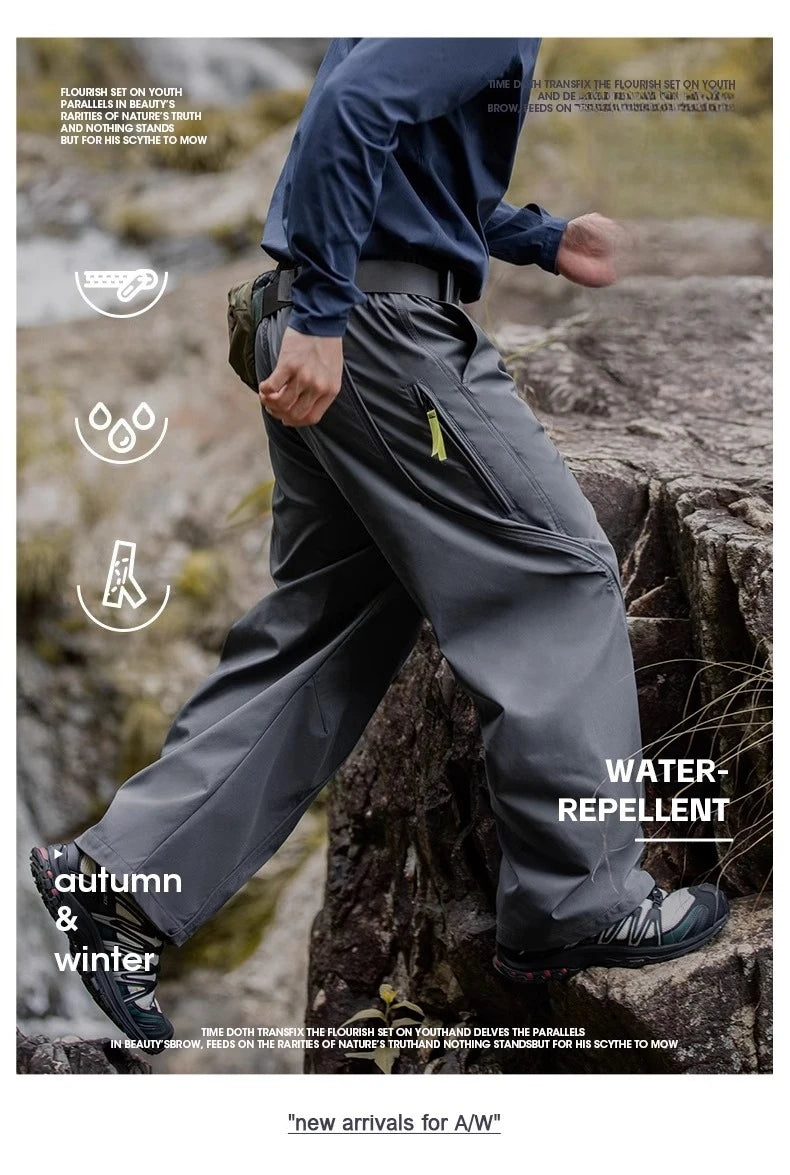 Streetwear Cargo Pants - Waterproof Windproof Fabric with Drawstring Elastic Waist｜Fall 2025 Loose Fit