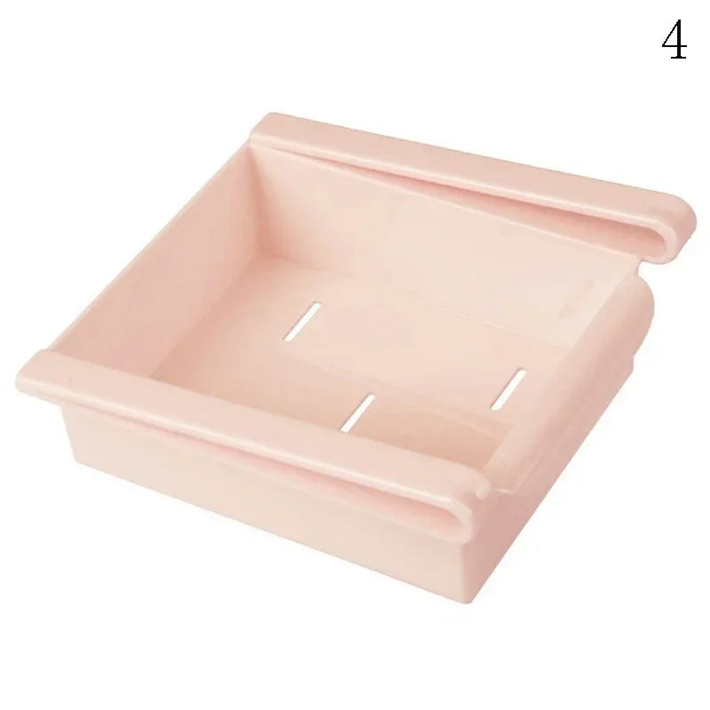 Slide Kitchen Fridge Freezer Space Saver Organizer Storage Rack Shelf Holder Kitchen Refrigerator Storage Box Food Container