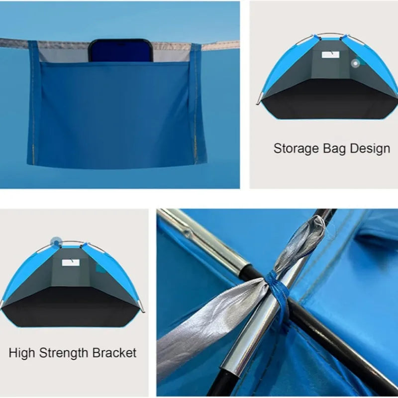 Ultralight 2 Person Beach Tent, Automatic Pop Up Sun Shelter with Carrying Bag, Portable Anti-UV Fishing Camping Tent for Travel