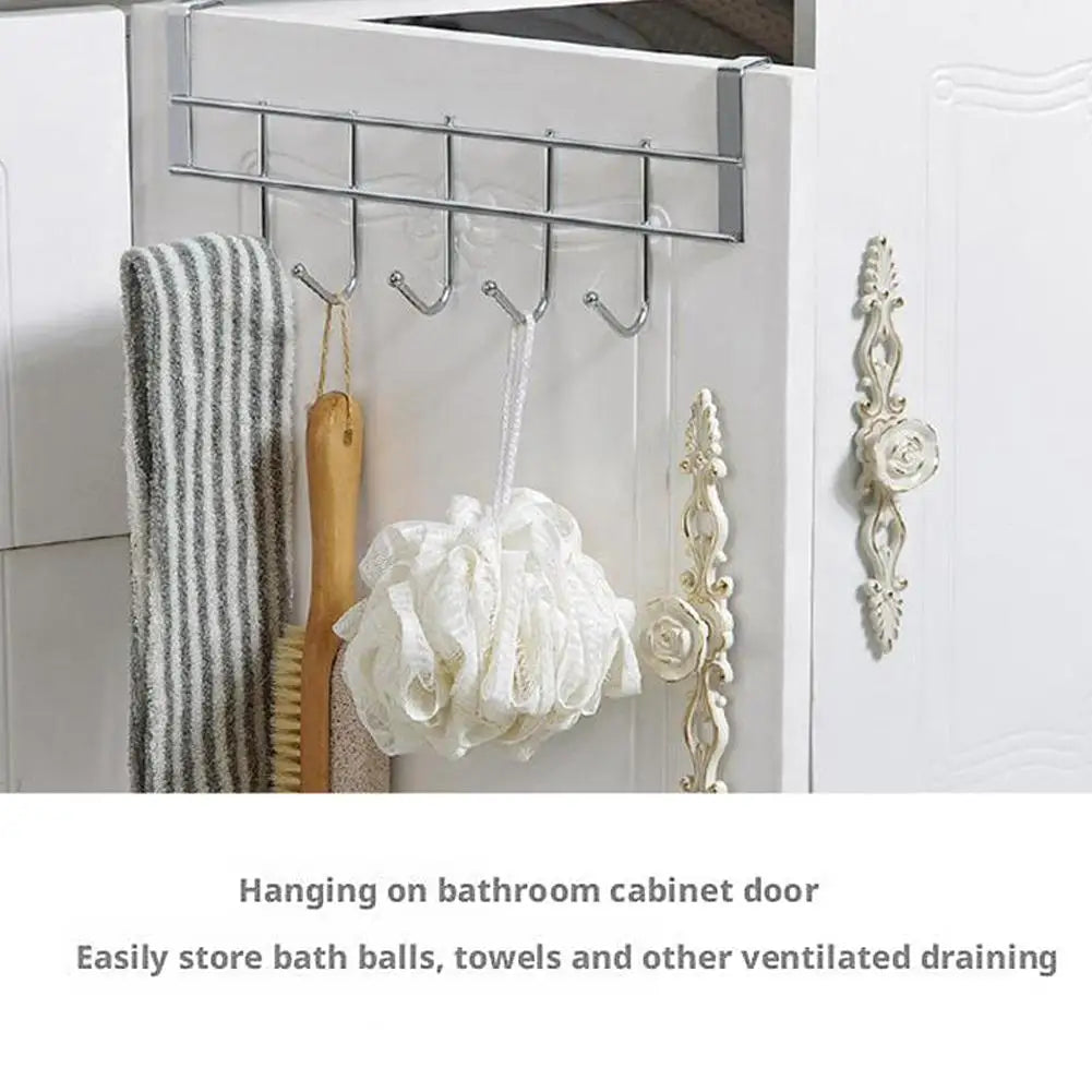 Hooks Over The Door 5 Hooks Home Bathroom Organizer Rack Clothes Coat Hat Towel Bags Keys Hanger Bathroom Kitchen Accessories