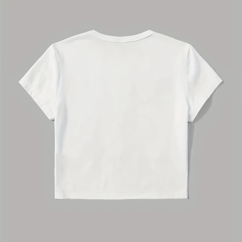 Y2k Crop Top Emo Girl Aesthetic Gothic Punk Streetwear Women Casual 90s Retro Grunge Star Pattern Printed Short Sleeved T-shirt