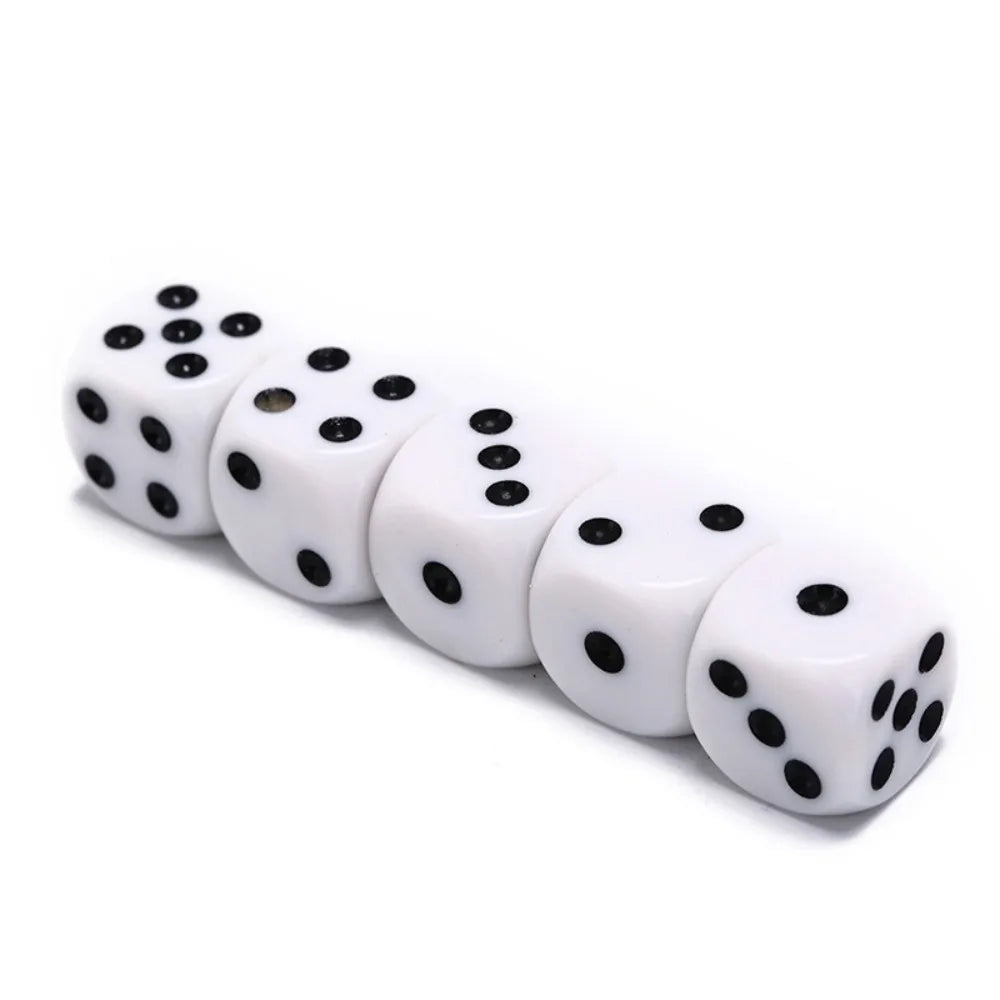 5Pcs/10Pcs 14mm/10mm 6 Sided Drinking White Dices Round Corner Cubes RPG Dice Acrylic Game Accessory Digital Point Dice Set