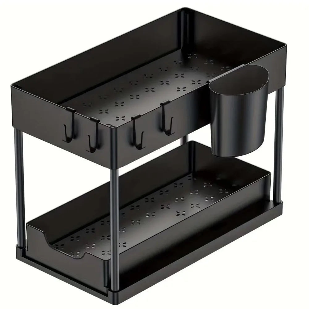 Kitchen Cutlery Organizer 2 Tier S-Shaped Dish Drainer Stable Space-saving Tableware Holder Shelf Metal Cup Drainer Chopsticks