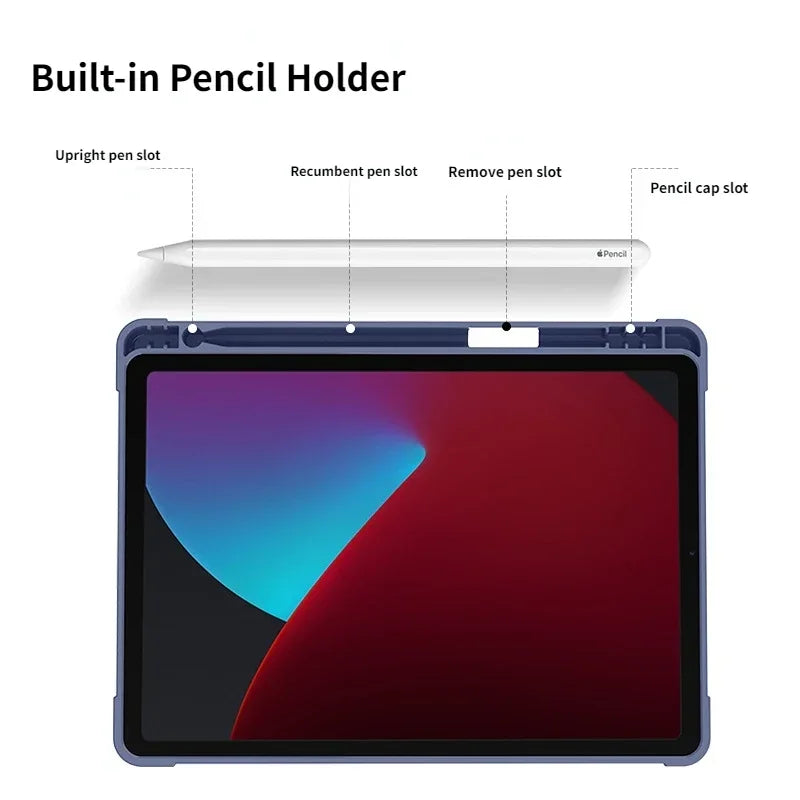 for iPad A16 11th 10.2 Pro 11 9.7 Air 11 10.9 10.5 Air 3 Smart Cover with Pencil Holder iPad 10th 9th 8th 7th 6th 5th Gen Fundas