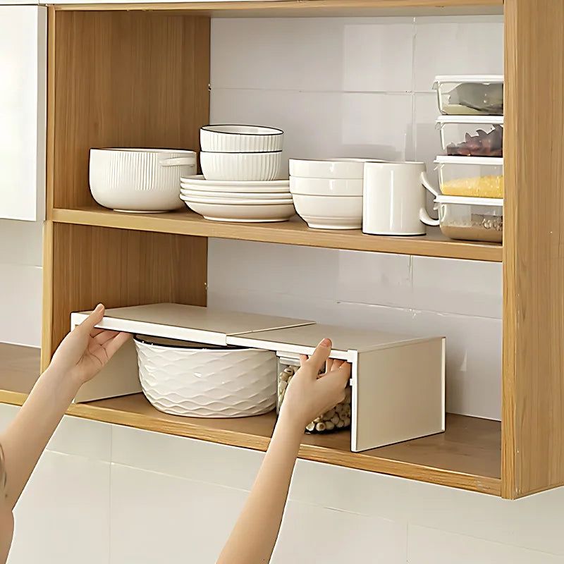 Retractable Kitchen Cupboard Organizer Wardrobe Makeup Cabinet Holder Space-Saving Closet Rack Kitchen Accessories Storage Rack